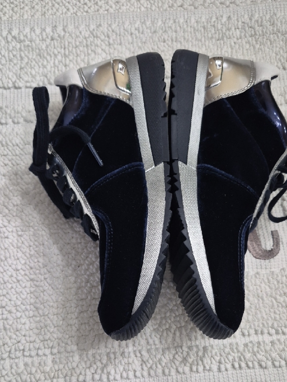 MICHAEL MICHAEL KORS Admiral Blue Velvet and Silver Accent Sneakers 8 - Picture 6 of 11